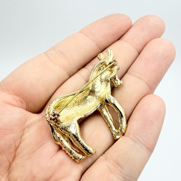 Vintage Enamel Striped Zebra Figural Costume Brooch - Picture 3 of 6